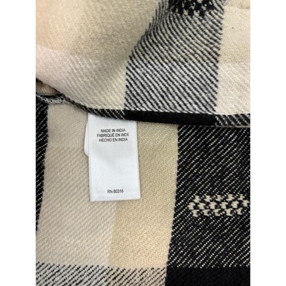 Lucky Brand Buffalo Plaid Oversized Jacket Women’s M Cream Black Southwestern - Picture 12 of 16